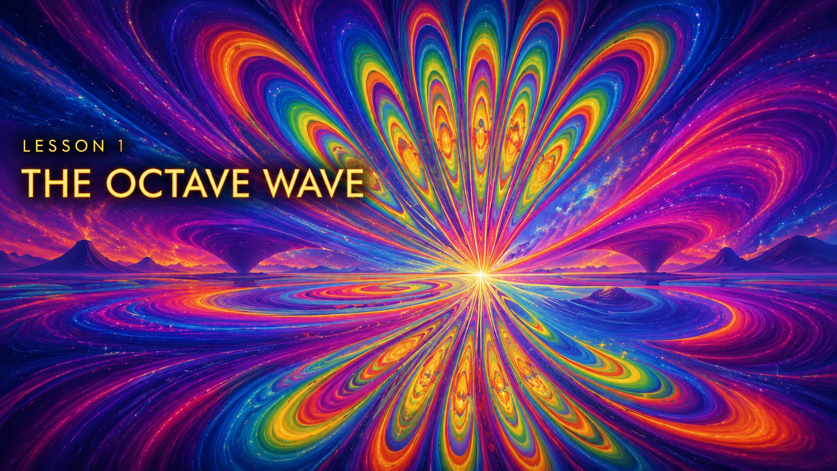 Official Lesson 1 title card, The Octave Wave, with a colorful mirrored wave illustration.